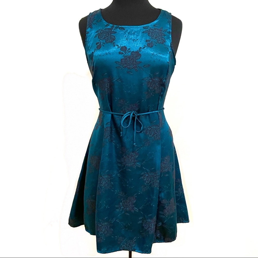 Vintage 90’s Satin Brocade Skater Dress